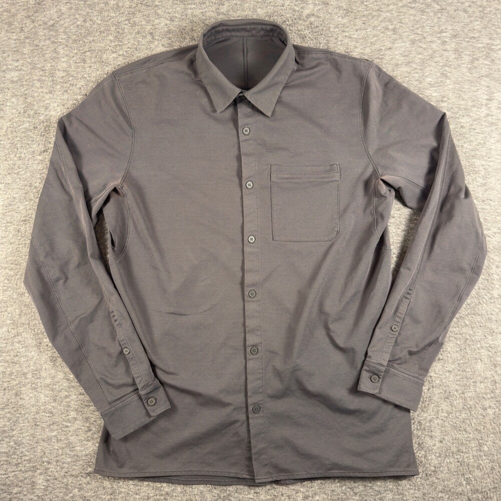 Lululemon Bonded Voyage Shirt Mens Large Black Long Sleeve Button Down Pocket